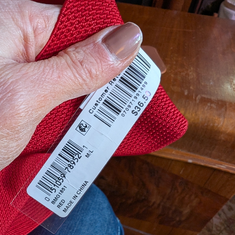 Wide Red Elastic Waist Belt with Silver Buckle - Picture 3 of 4